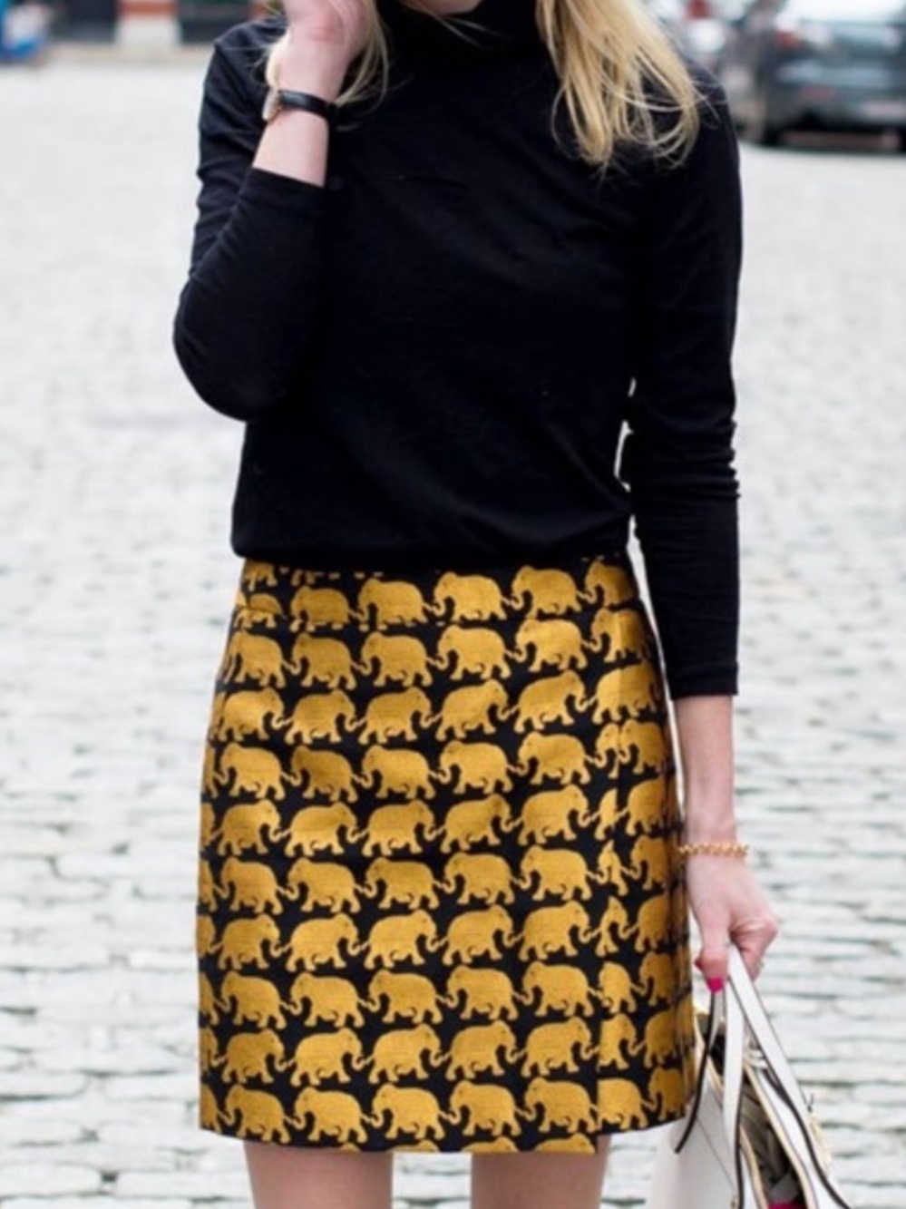 J.Crew Elephant Parade Black And Gold Metallic Jacquard Mini Skirt Size 00